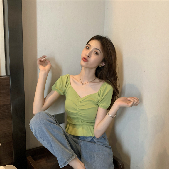 Áo Croptop Ngắn Tay Gợi Cảm Cho Nữ Kiểu Hàn Quốc 2021 | BigBuy360 - bigbuy360.vn