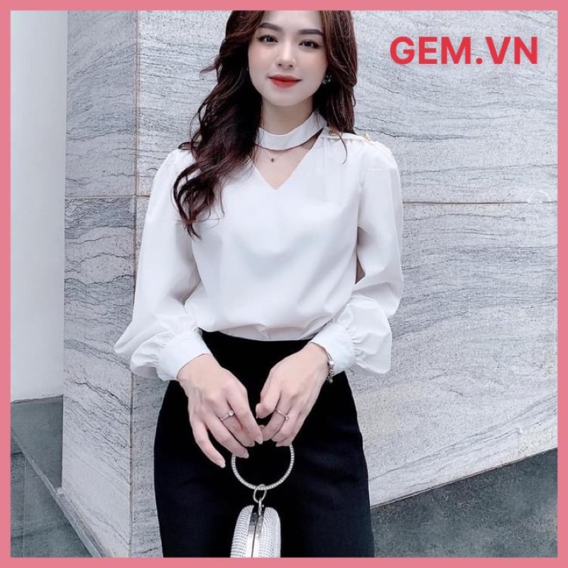 Áo sơ mi trắng G255 có BIGSIZE chất mát trẻ hay người trung tuổi đều mặc được dễ phối các loại chân váy hoặc quần GEM.VN