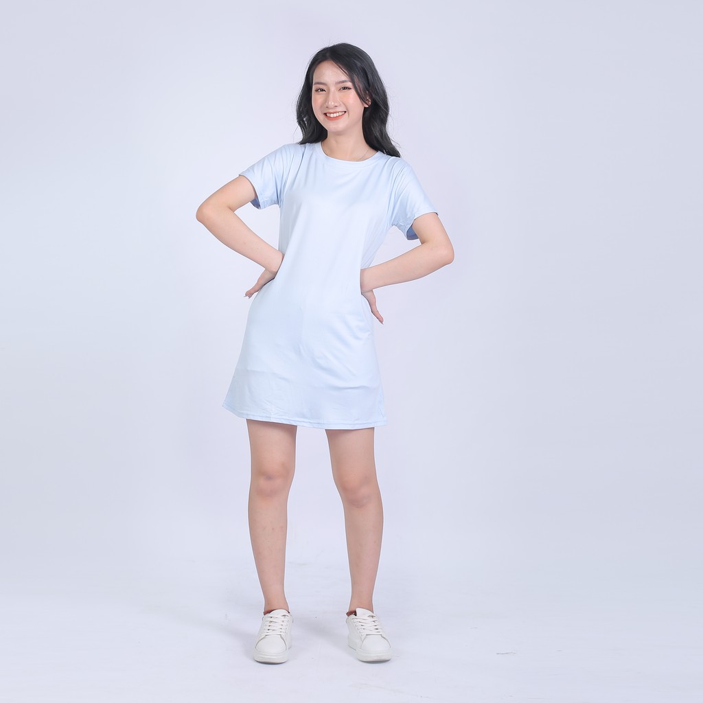 Váy suông nữ ngắn tay ulzzang, Đầm suông nữ dáng ngắn cổ tròn cotton - Maoshop