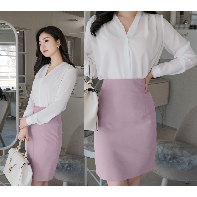 Chân váy công sở Hàn Quốc KRfashion SK2103 màu Hot tím Hồng Cao Cấp bút chì midi- Váy Cạp cao, có lớp lót trong | BigBuy360 - bigbuy360.vn