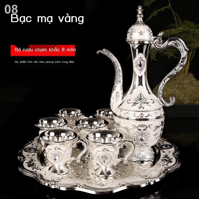 Bộ rượu cao cấp mạ vàng, ly rượu, bình ngâm ấm chén tử sa, gia dụng phong cách Châu Âu, quà tặng hay
