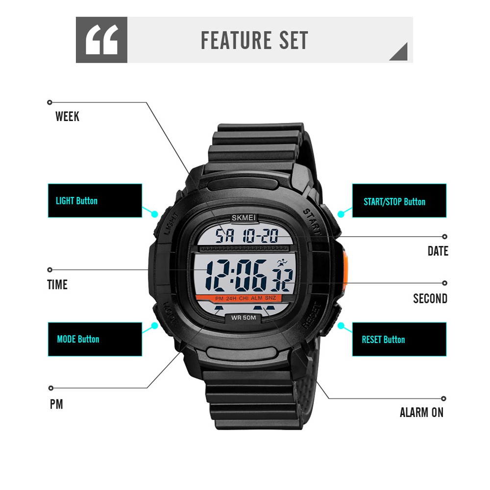 Đồng Hồ Điện Tử Thể Thao SMAEL 1657 Họa Tiết Rằn Ri Chống Nước 50M Cho Nam