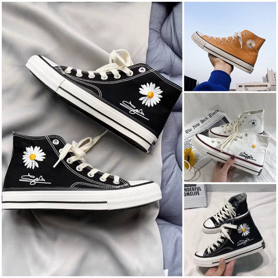 {freeship} Giày CV Cao Cổ Hoa Cúc Giày Học Sinh