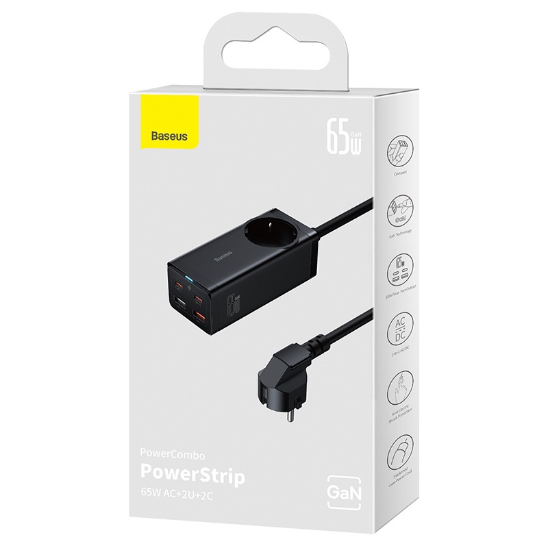Ổ cắm điện sạc nhanh BASEUS 65W GaN3 Pro PD QC thích hợp cho iPhone 14 13 Samsung máy tính xách tay