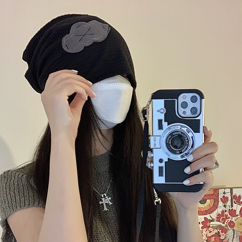 Mũ Trùm Đầu Che Phủ Mặt Dáng Rộng Màu Trơn Phong Cách Hàn Quốc Dành Cho Nữ