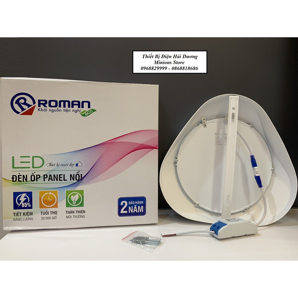 COMBO 3 ĐÈN ỐP NỔI PANEL LED ROMAN ELT8008 18W (Viền trắng)