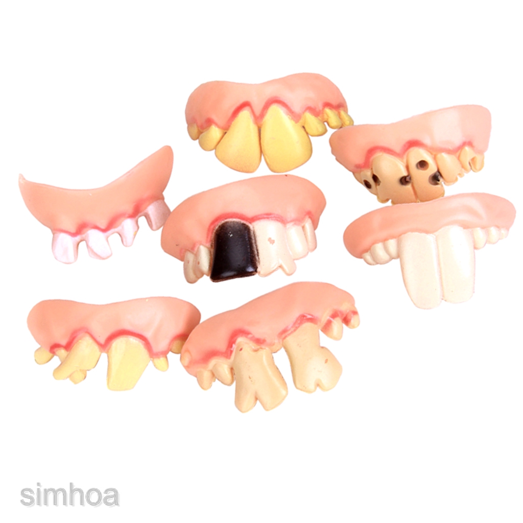 5PCS HALLOWEEN FAKE GOOFY ROTTEN TEETH CREEPY DENTURES