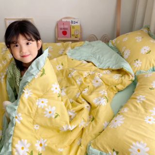 Set cotton đũi bèo (4món) hoa vàng