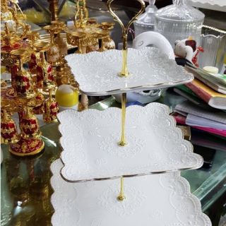 Bộ đĩa sứ 3 tầng để trái cây