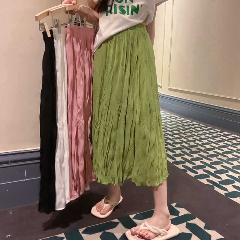 Chân Váy Dài Lưng Cao Màu Sắc Đơn Giản Thời Trang Xuân Hè Phong Cách Hàn Quốc Cho Nữ