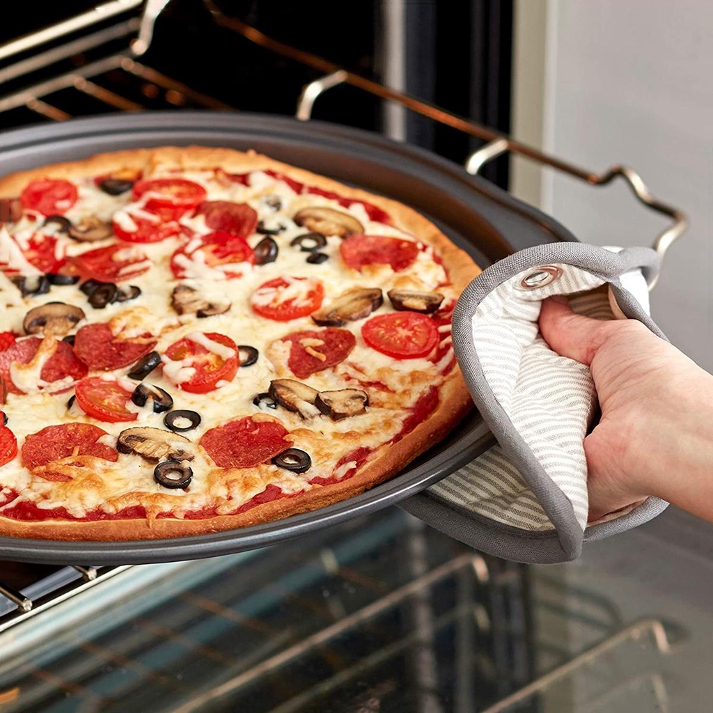 AUGUSTINA Chảo Nướng Bánh Pizza Chống Dính Bằng Thép Carbon Có Tay Cầm Tiện Lợi