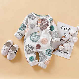 Jumpsuit tay dài hoạ tiết chấm bi cho bé