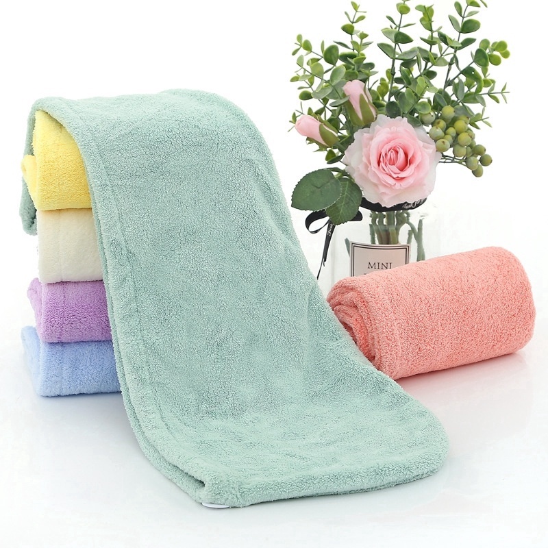 Microfiber Strong Water Absorbing Microfiber Dry Hair Towel Wrap Shower Cap Candy Color Girls Bathroom Accessories