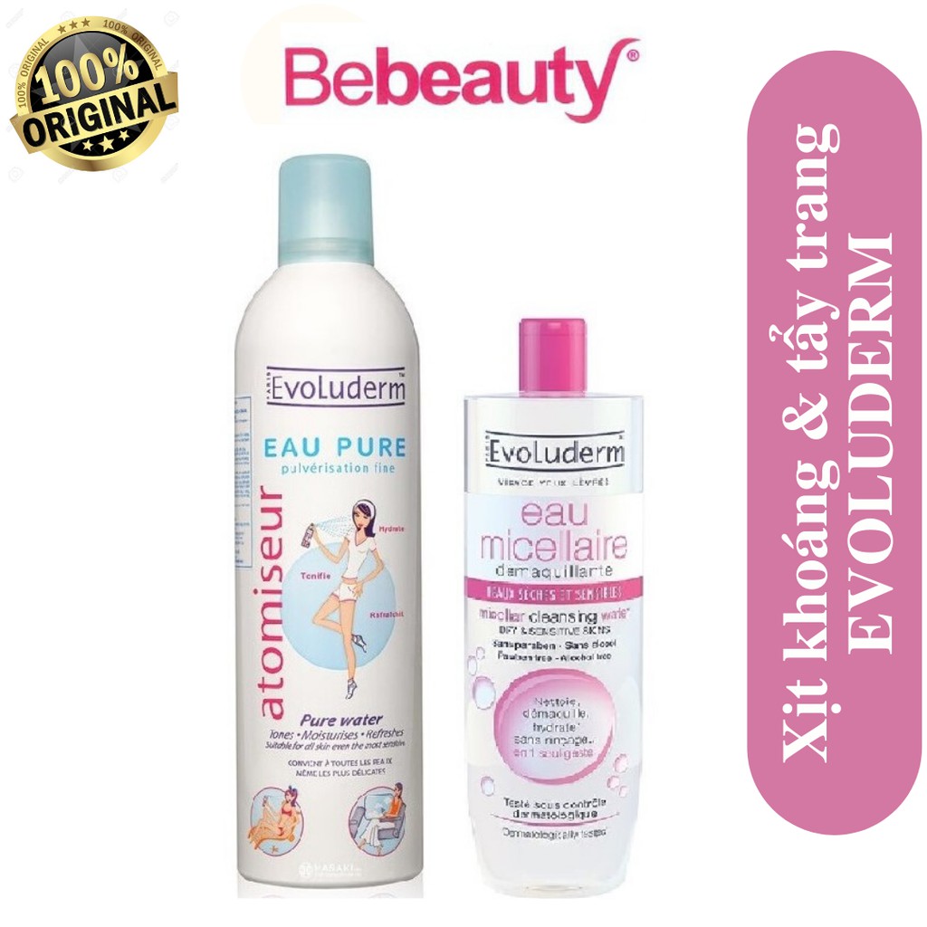 Bộ sản phẩm Xịt khoáng & tẩy trang EVOLUDERM