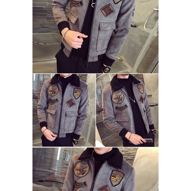 Áo khoác nam thu đông nhung phiên bản hàn quốc xu hướng áo khoác bomber nam áo dày chuẩn đẹp thời trang Quảng Châu
