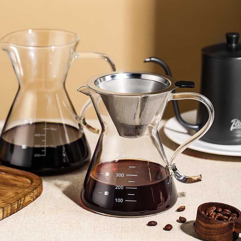 Bộ ấm pha cà phê BINCOO hình chữ S có tay cầm tiện dụng