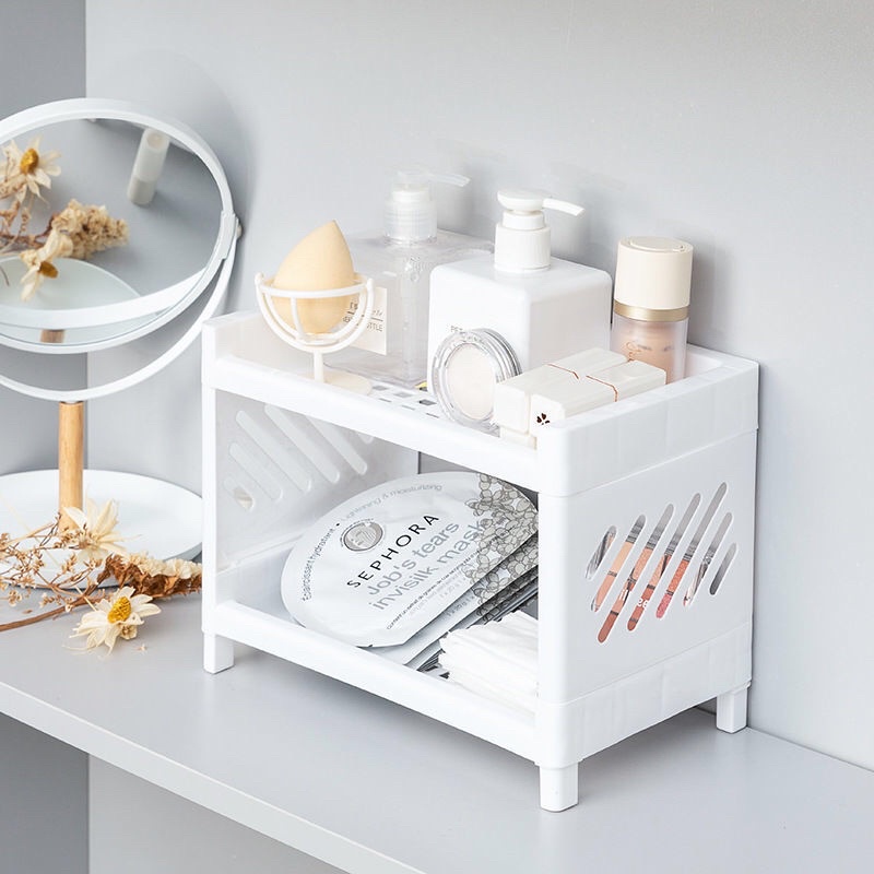 Kệ để đồ nhựa mini 2 tầng gọn gàng dễ thương