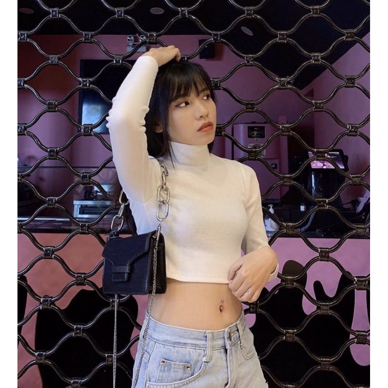 [Mã FAMAYWA giảm 10K đơn 50K] Áo crotop tay dài cổ lọ trơn BNU05 | BigBuy360 - bigbuy360.vn