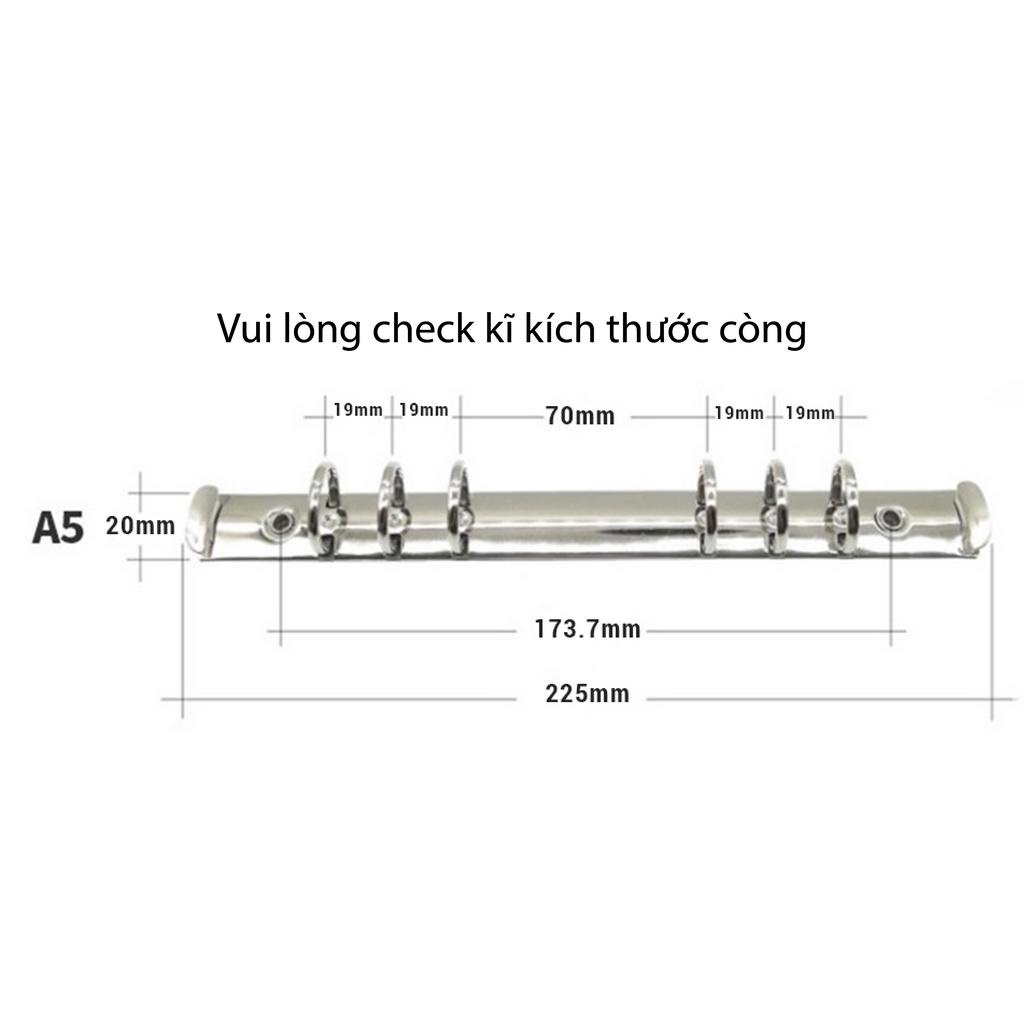 Binder da A5 kích thước 18 x 24cm 6 CÒNG CAO KÈM SHEET 4Ô ĐỰNG CARD ALB/POLA, TCG POKEMON/YUGIOH, POSTCARD,...