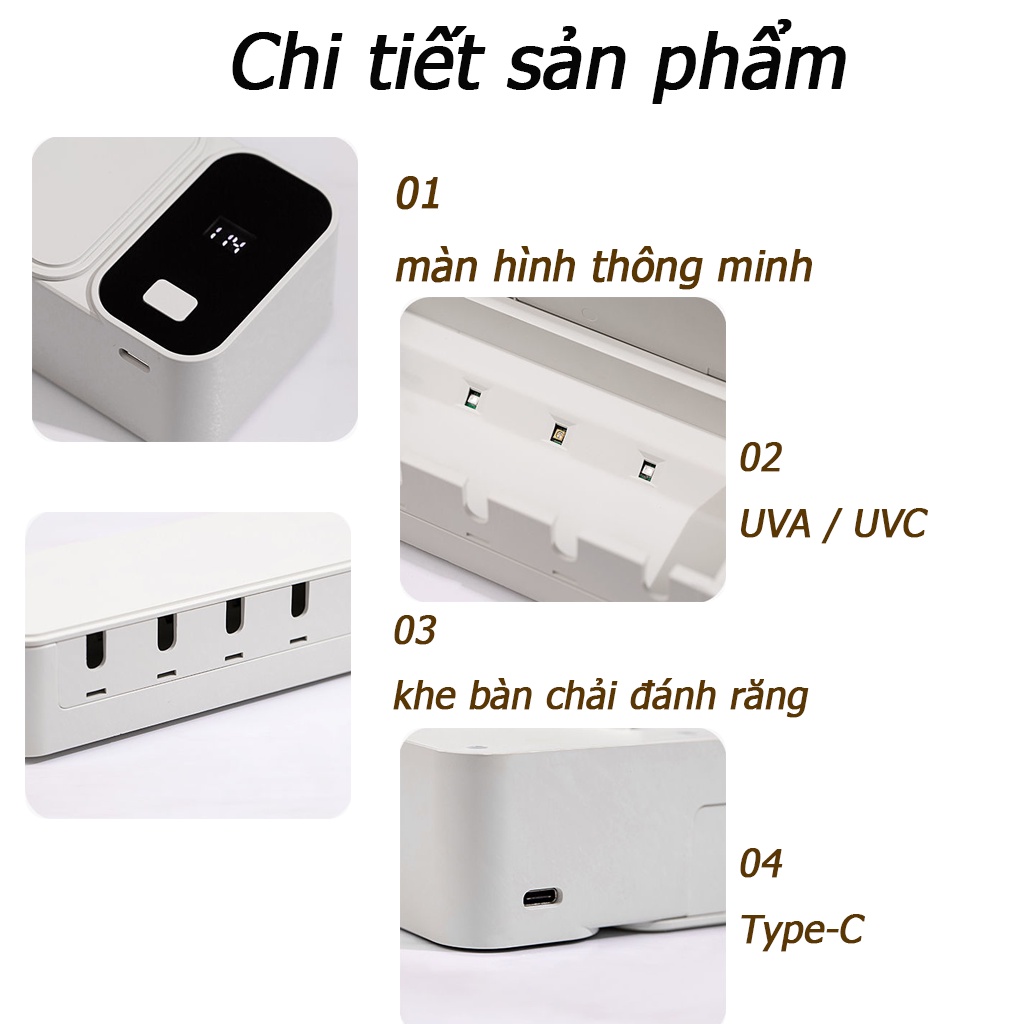 Máy Khử Trùng Bàn Chải Đánh Răng,Kệ đựng bàn chải đánh răng, thông minh có tia UV khử trùng-XQY-56