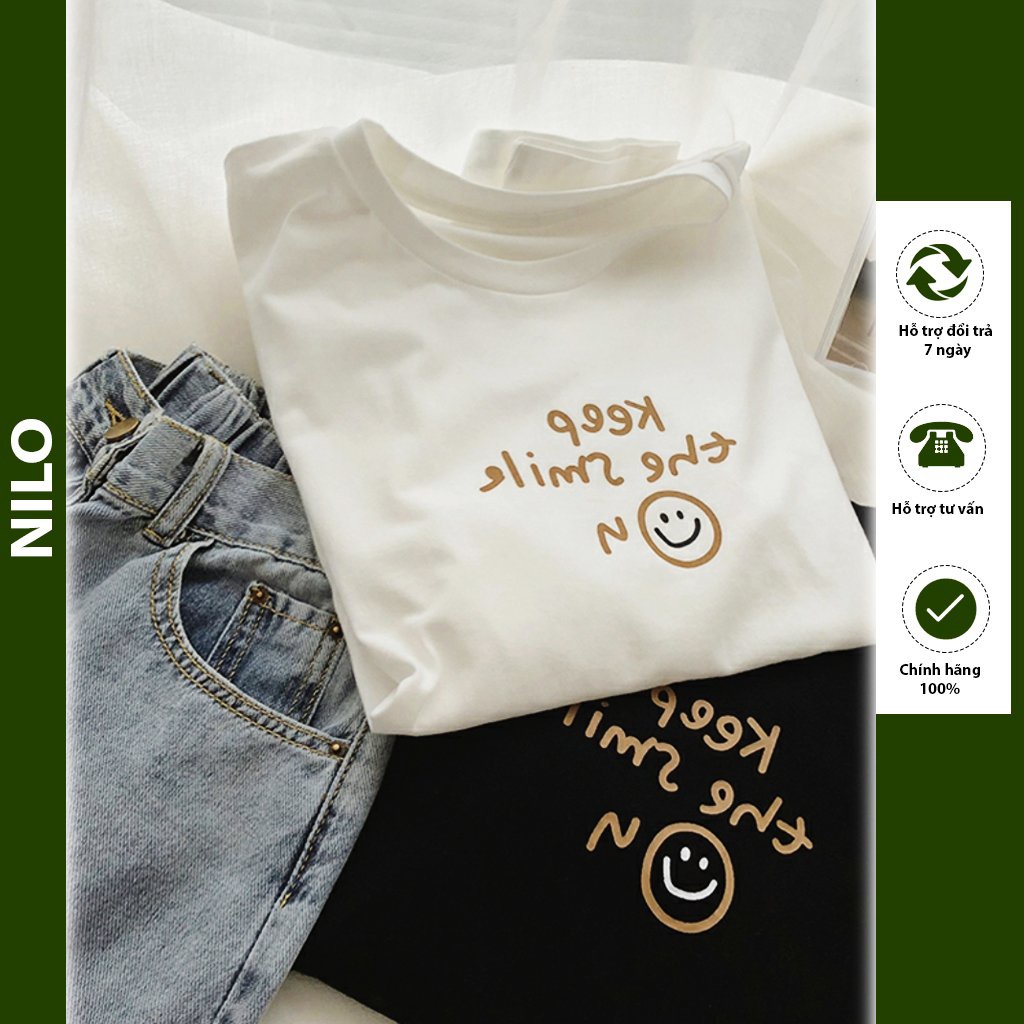 Áo thun tay lỡ nam nữ, áo phông unisex form rộng mát mịn thấm hút mồ hôi in hình Smile bán chạy nhất 2022 | BigBuy360 - bigbuy360.vn