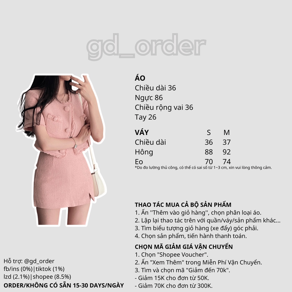 B40|Set bộ công sở sang trọng thanh lịch hàn quốc áo croptop cổ tròn kèm chân váy ngắn gd_order