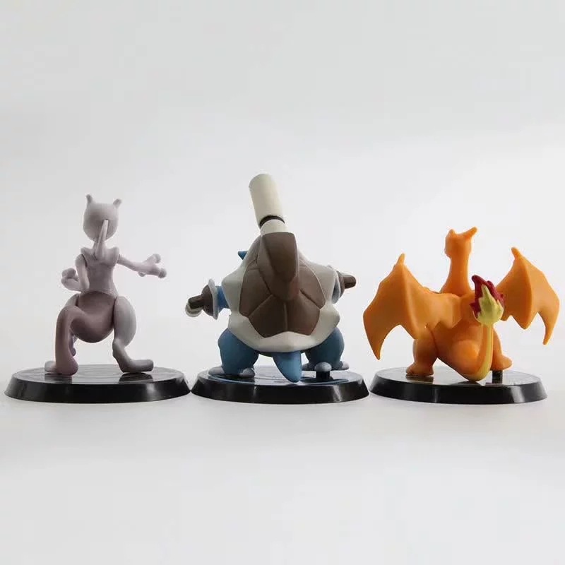 6PCS Pokemon Pikachu PVC Toy Mewtwo Venusaur Blastoise Anime Model Figures