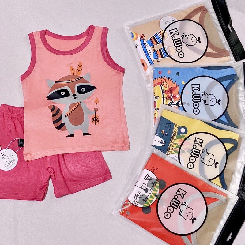 Bộ Ba Lỗ hoạ tiết THỔ DÂN Kwoo (thun lạnh) đáng yêu cho bé