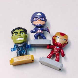 Bộ 3 nhân vật Avengers (Captain, IronMan, Hulk) của McDonald’s, không bao, hàng có sẵn.