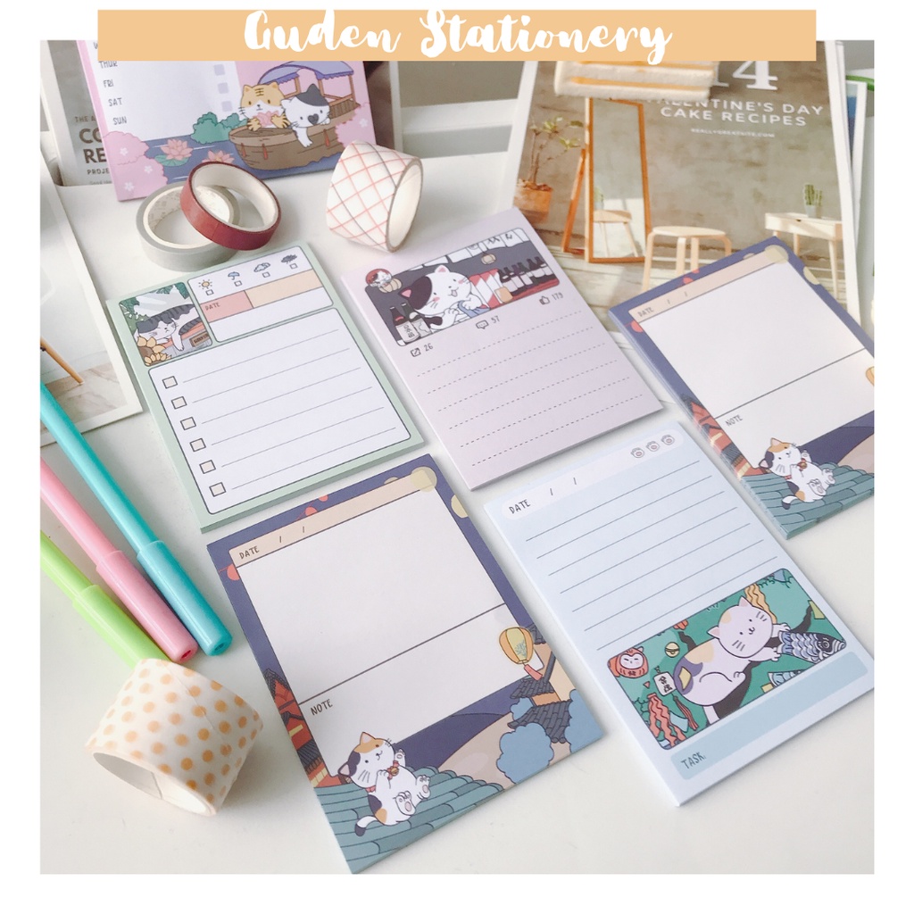 Giấy note mèo Nhật Bản dễ thương_giấy ghi chú dễ thương_Guden Stationery