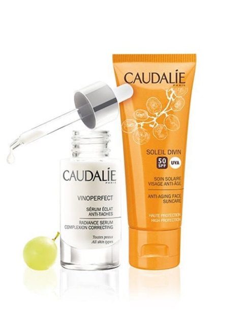 Set serum Caudalie vinoperfect tặng kem chống nắng