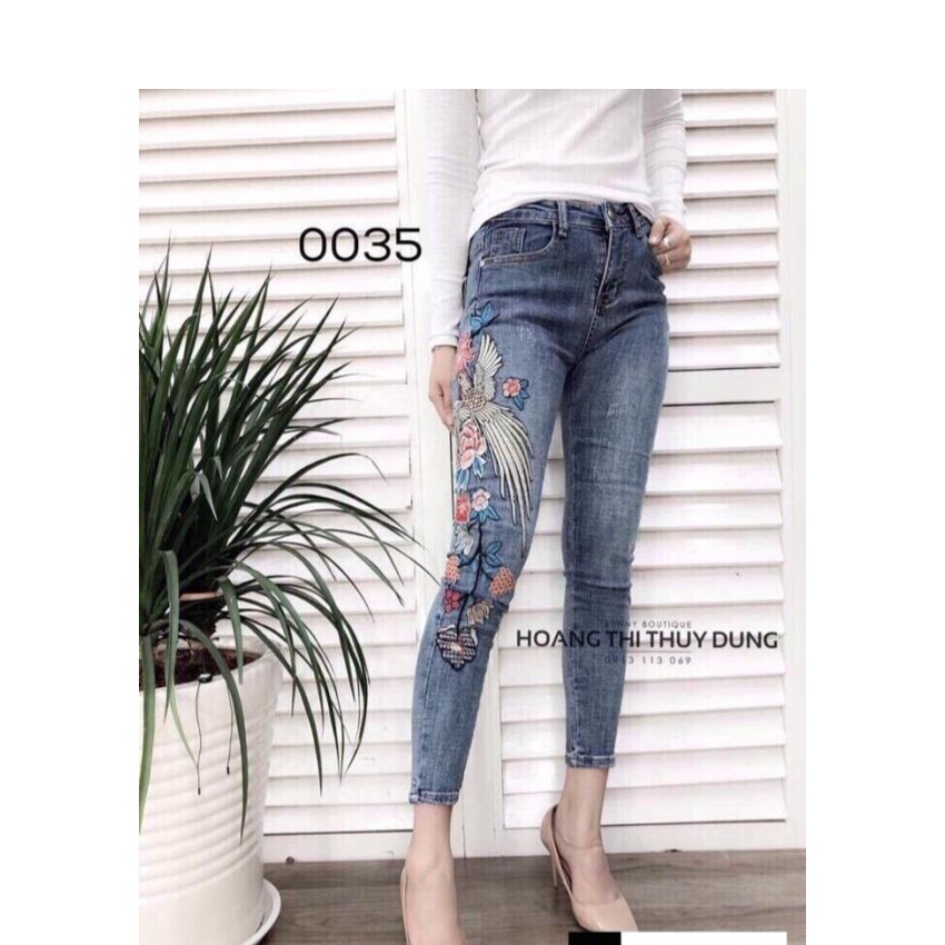 quần jean nữ thêu con công 871.33