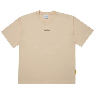 Áo thun ngắn tay cổ tròn ADLV nam nữ Glossy Basic Logo màu Be