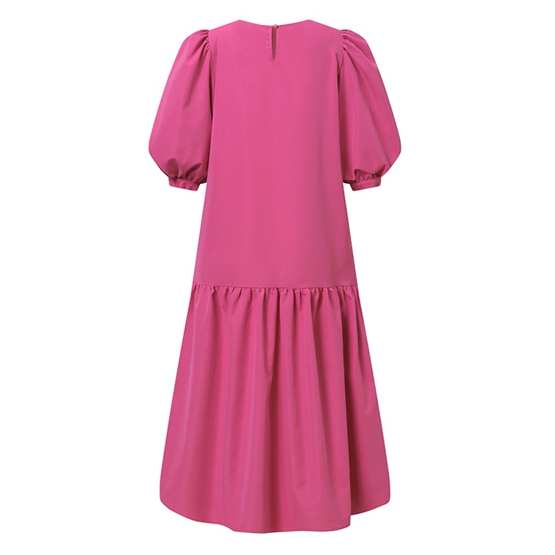 Đầm maxi ZANZEA cổ tròn tay 3/4 dáng rộng màu trơn phong cách hoài cổ thời trang cho nữ