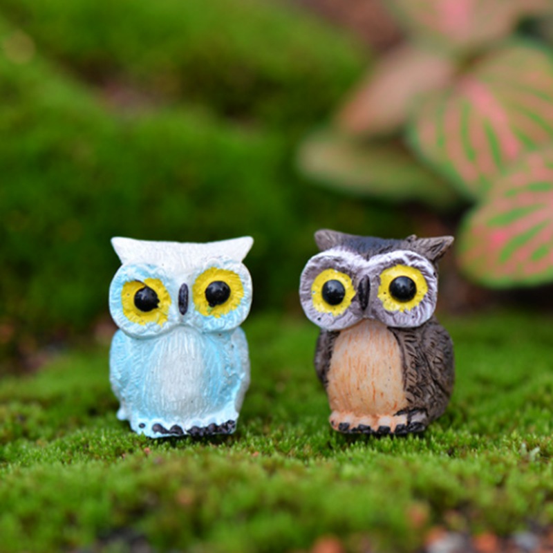 Set 3 Mô Hình Chim Cú Mini Trang Trí Sân Vườn