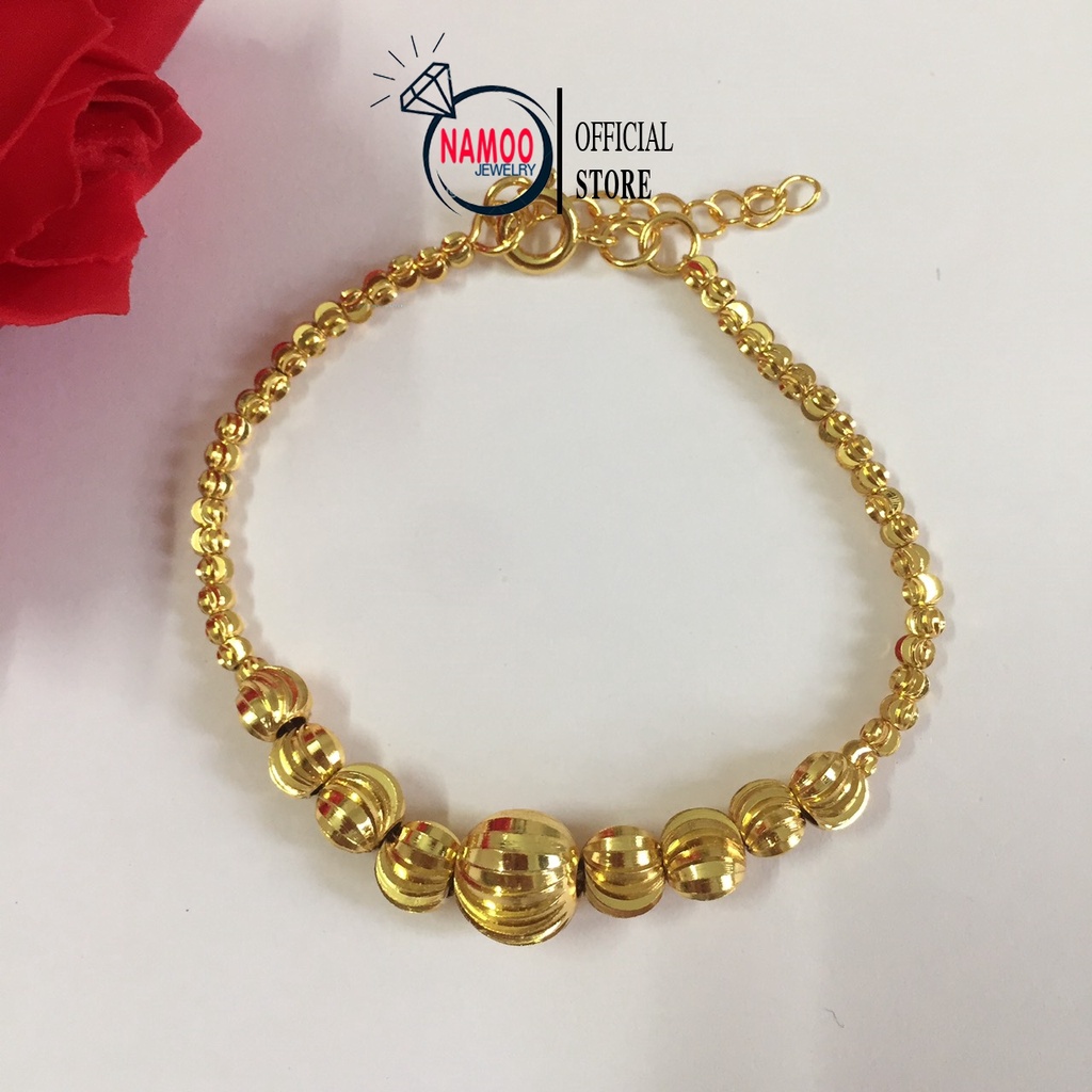 Lắc tay mạ vàng nữ, lắc bi có dây điều chỉnh độ rộng 40 đến 70 kg L247 Namoo jewelry