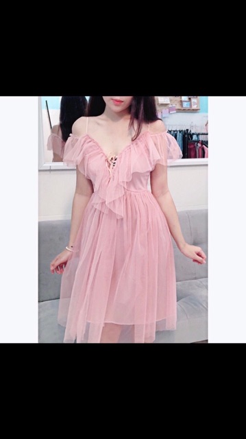 Đầm 2 dây lưới nhúm đan dây ngực | BigBuy360 - bigbuy360.vn