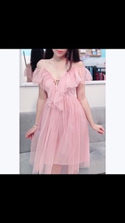 Đầm lưới trễ vai {hình chụp thật}
