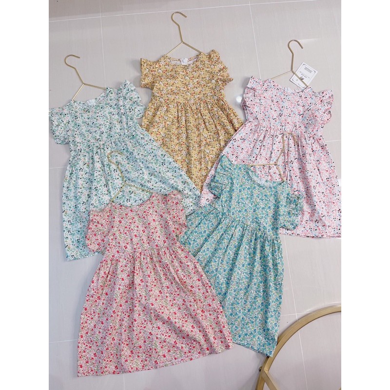 Váy công chúa bé gái xuất hàn hoa nhí chất vải mát size 13-29 ký