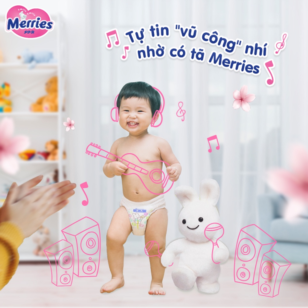 Tã Bỉm Meries Jumbo Quần Dán Nội Địa Nhật Tả Merries Cộng Miếng Size Newborn S M L XL XXL