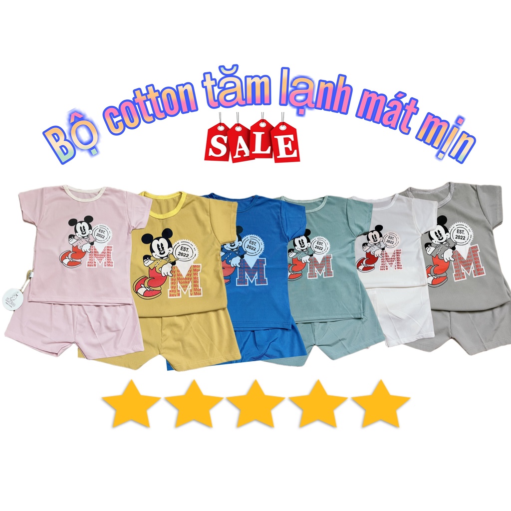 (quà tặng) (BĐ 35088) Bộ Cộc Tay Chất Thun Lạnh Cho Bé Trai Bé Gái, Bộ Hè Cho Bé trai, bé gái hoạ tiết micky cực xinh