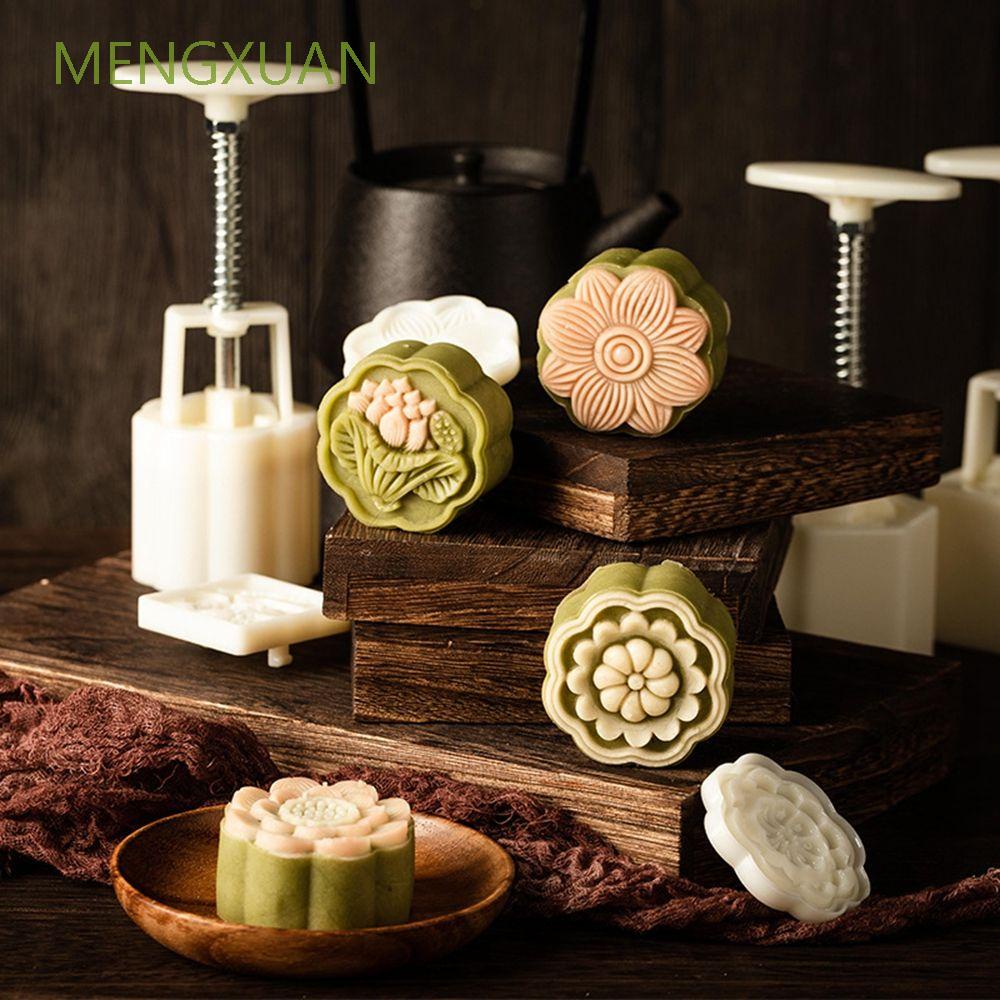 Set 4 Khuôn Nhấn Tạo Hình Làm Bánh Trung Thu 3d Diy