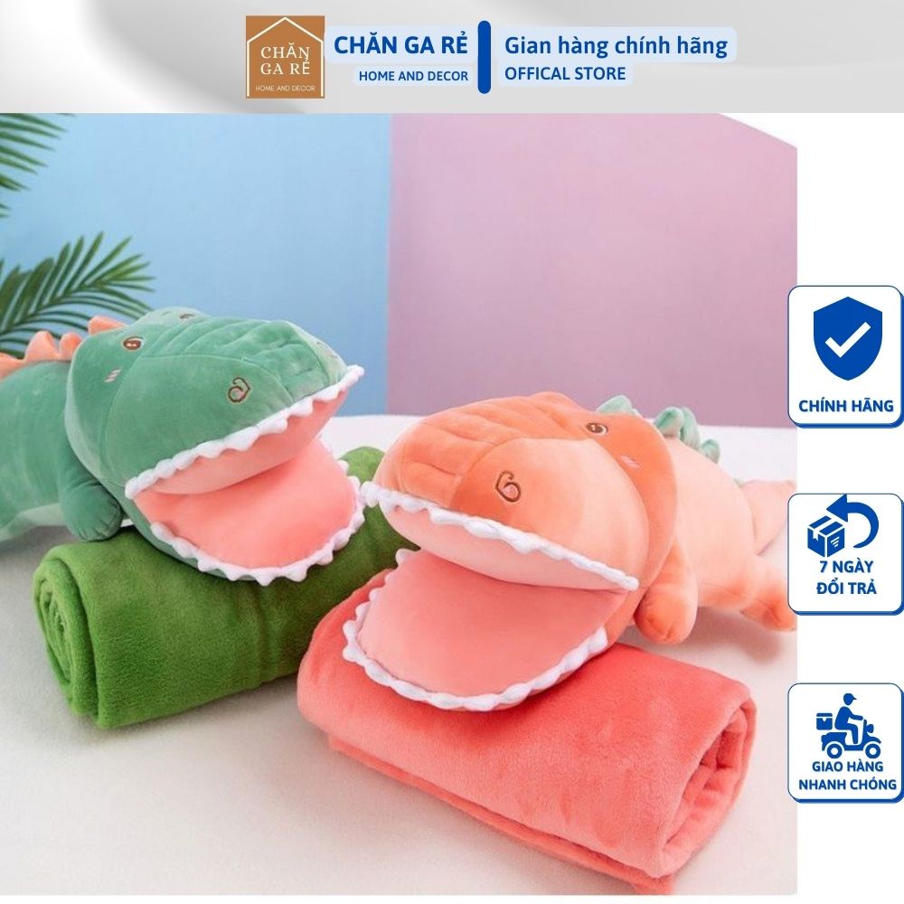 Bộ chăn gối ngủ văn phòng cá sấu 2in1 cute hàng nhập khẩu
