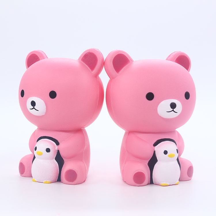 Squishy Lớn JUMBO Hình gấu hồng ôm chim cánh cụt Đồ Chơi Xốp Giảm Stress Hình mềm mịn dễ Thương đàn hồi Cho Bé