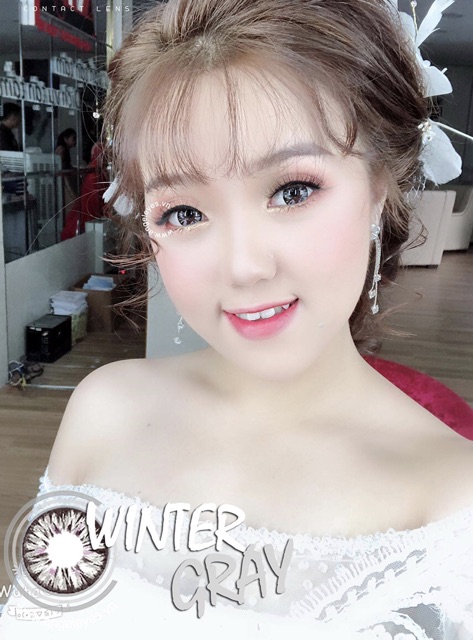 lens winter xám có sẵn lens cận màu kính áp tròng màu cận Hàn Quốc 7