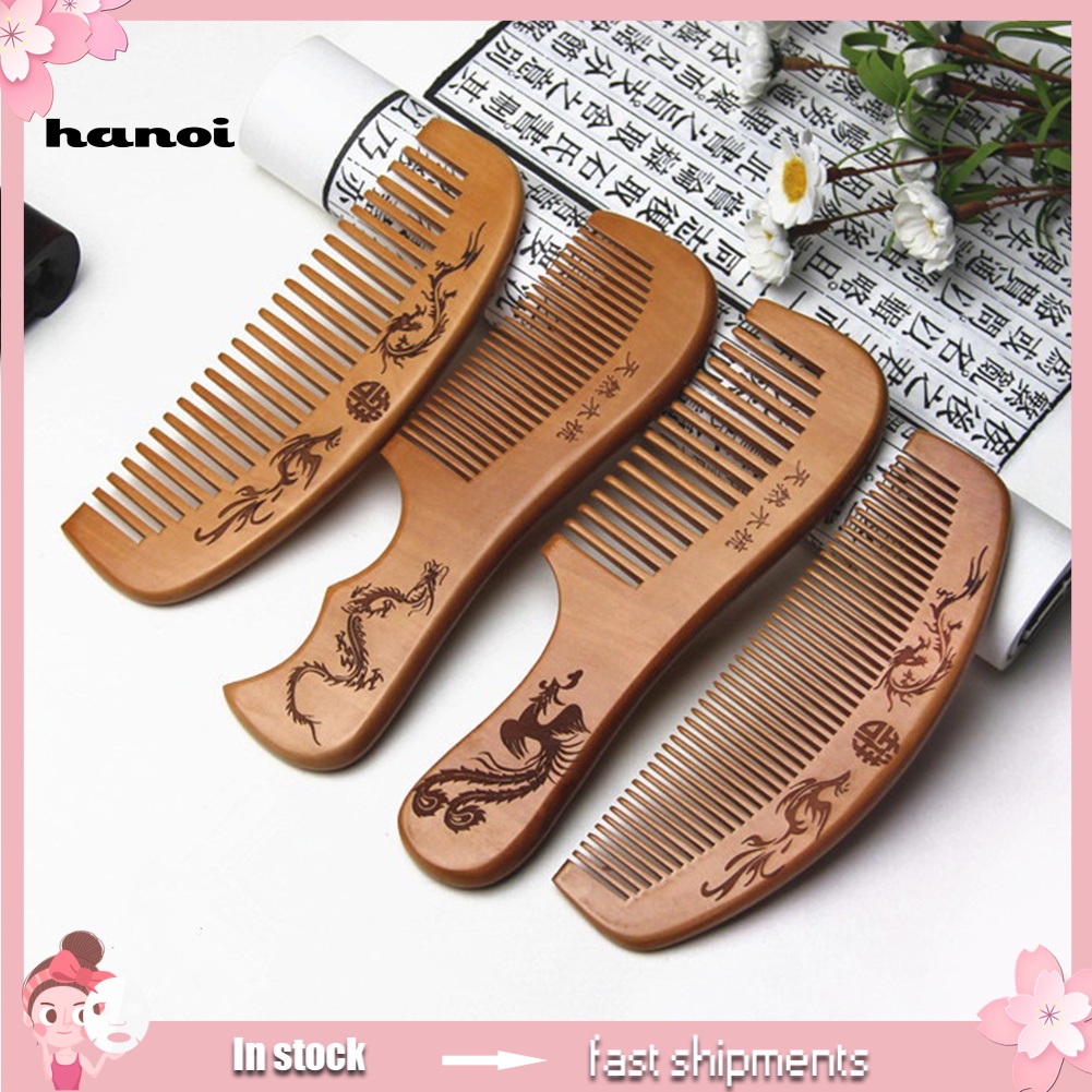 Lược Gỗ Đào Chải Tóc Massage Chống Tĩnh Điện