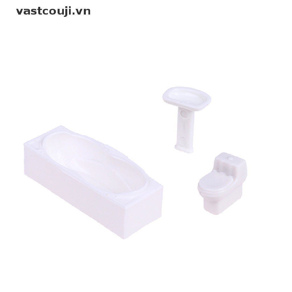 1 Bộ Mô Hình Bồn Tắm Toilet Độc Đáo Trang Trí Nhà Búp Bê