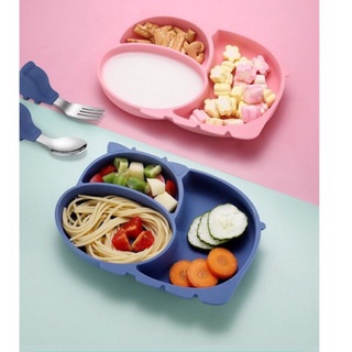 Khay ăn dặm silicon, đế hút bàn chống đổ