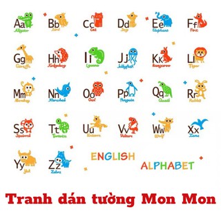 Tranh dán tường Mon Mon - Decal mica bảng chữ cái tiếng anh cho bé, trang trí lớp học, giúp bé nhận biết bảng chữ cái
