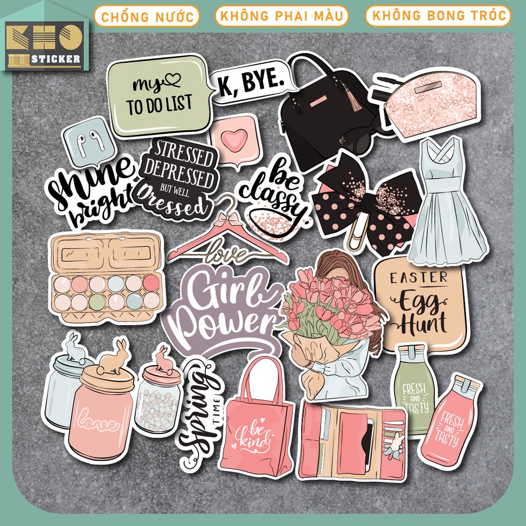 Combo 50 Sticker Girl chống nước sticker dán laptop, điện thoại, đàn guitar, mũ bảo hiểm, vali. MSP: ST26
